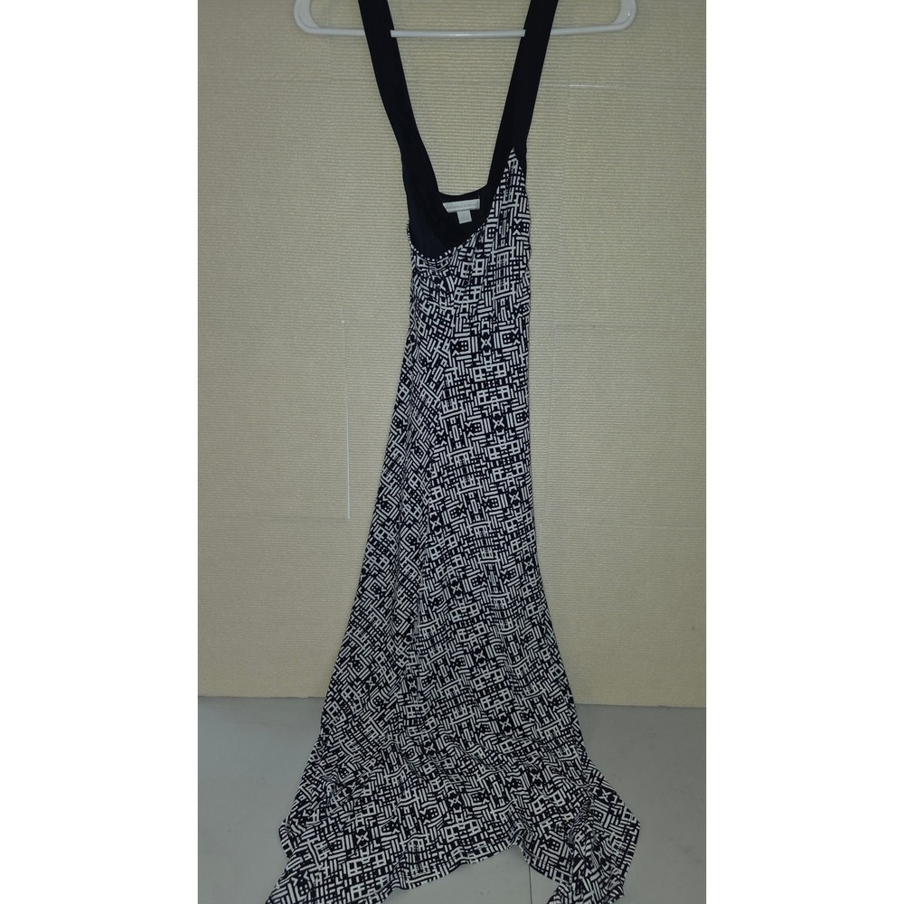 New York & Company Blue White Geometric Tribal Print Sleeveless Maxi Dress M